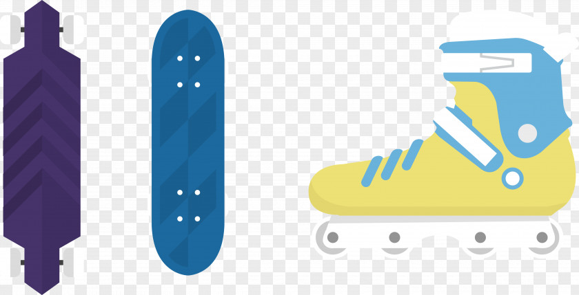 Vector Skateboards And Roller Skates Skateboarding Skating Ice PNG