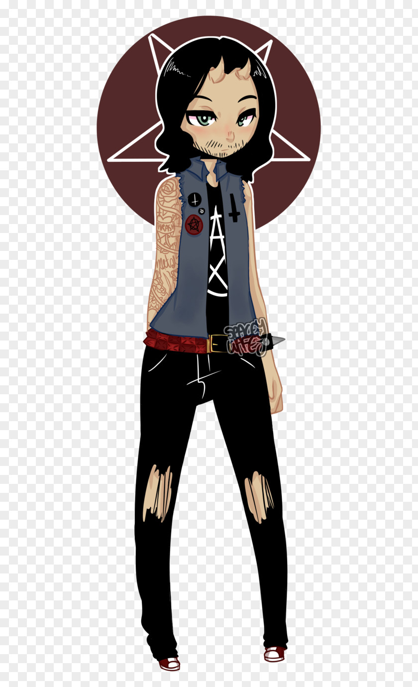 Cartoon Black Hair Clothing Accessories Character PNG