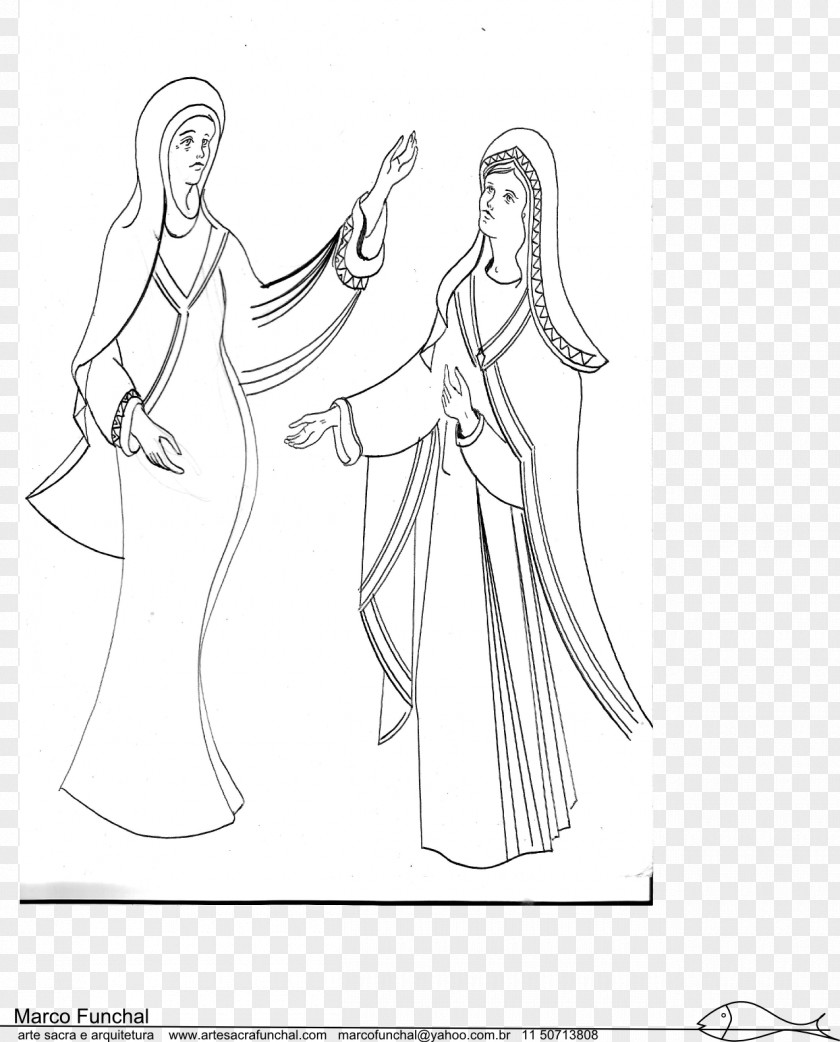 Nossa Senhora De Fatima Finger Drawing Line Art Sketch PNG
