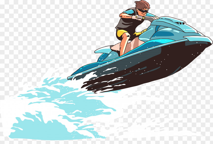 Sea Motorcycle Vector Personal Water Craft Euclidean Jet Ski Illustration PNG