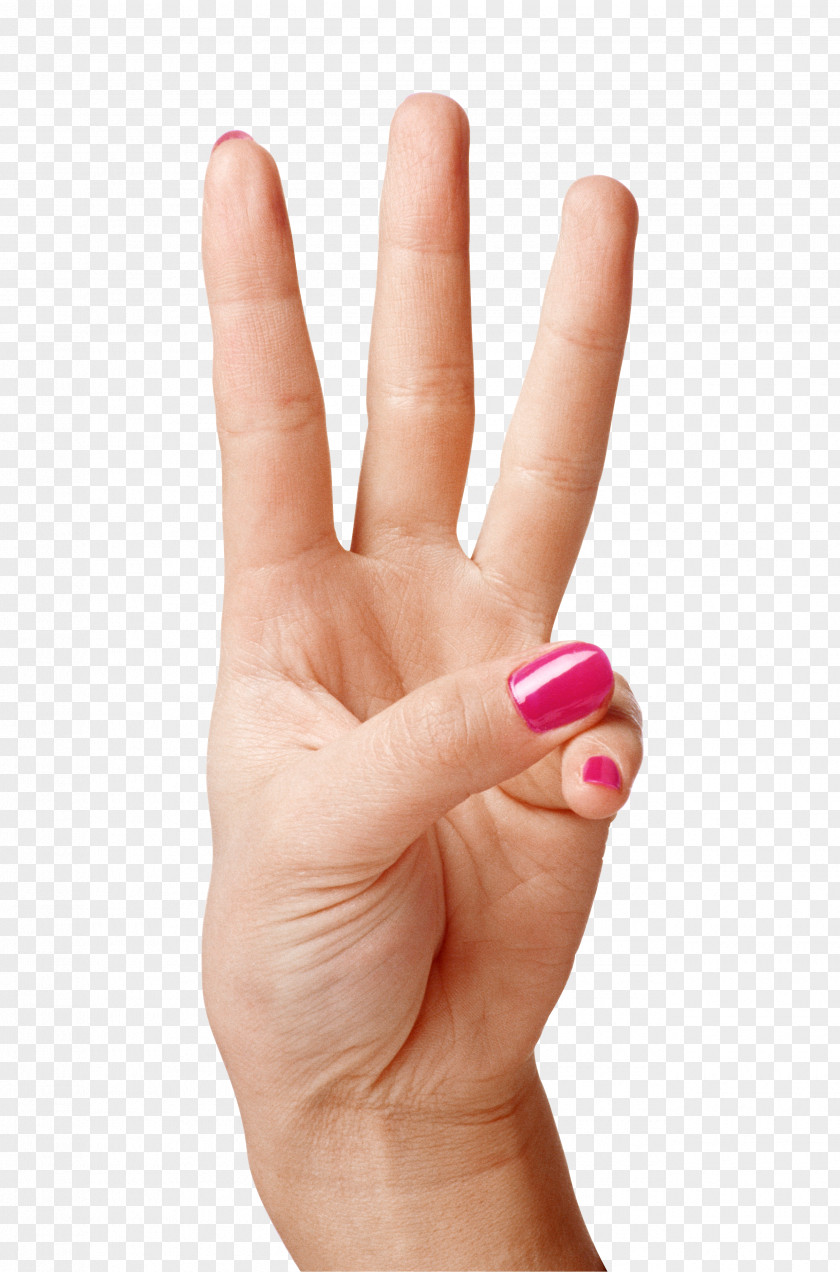 Hand Showing Three Fingers Clipart Image Nail Model Thumb PNG
