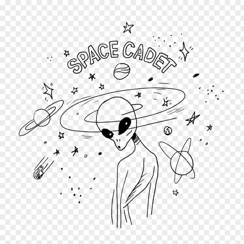SPACE CADET Line Art Graphic Design Clip PNG