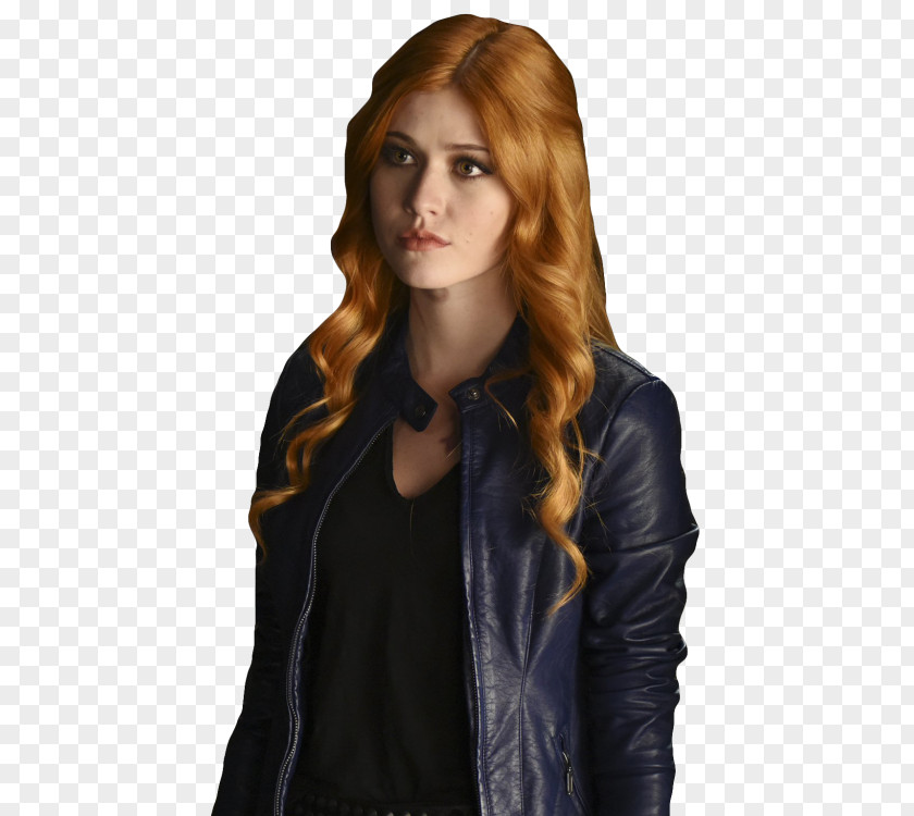 Katherine Mcnamara McNamara Shadowhunters Clary Fray Long-sleeved T-shirt Leather Jacket PNG