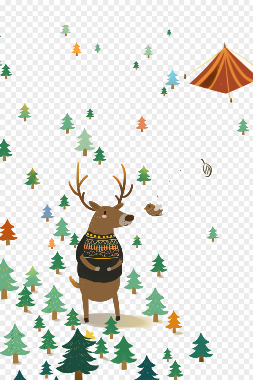 Small Elk Winter Deer Illustration PNG