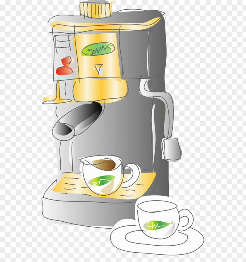 Three-dimensional Coffee Machine Coffeemaker Espresso Cup Cartoon PNG