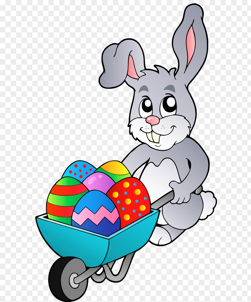 Transparent Easter Bunny With Egg Cart Clipart Picture Rabbit Hare PNG