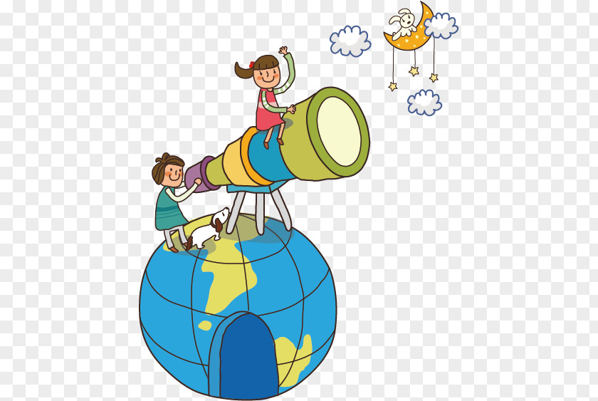 Childhood Dream Cartoon Small Telescope Illustration PNG