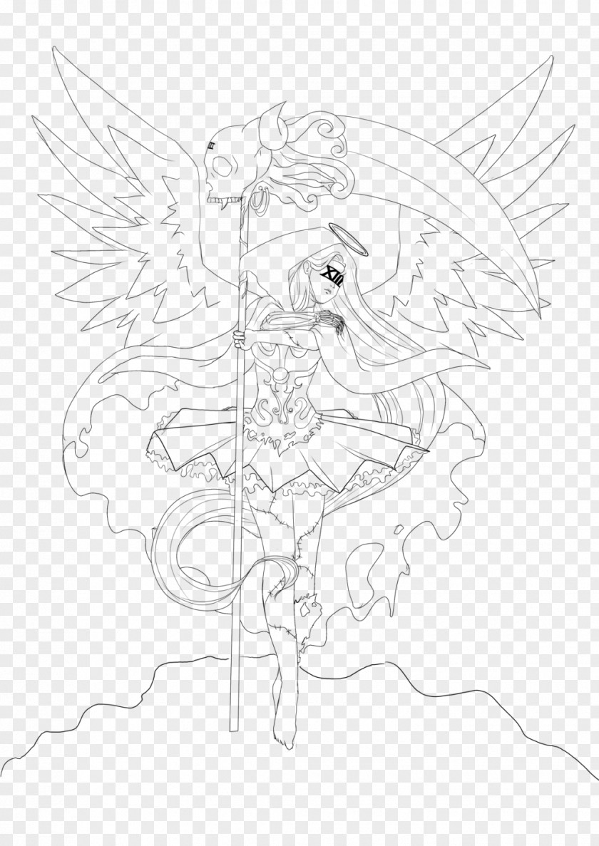 Death Angel Visual Arts Line Art White Sketch PNG