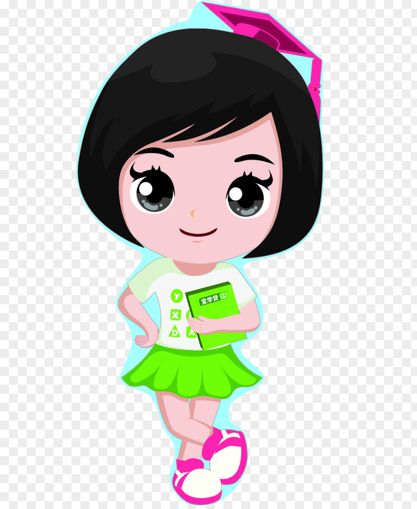 Girls With Short Hair Cartoon Illustration PNG