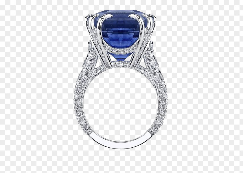 Large Sapphire And Diamond Ring Gemstone Wedding Jewellery PNG