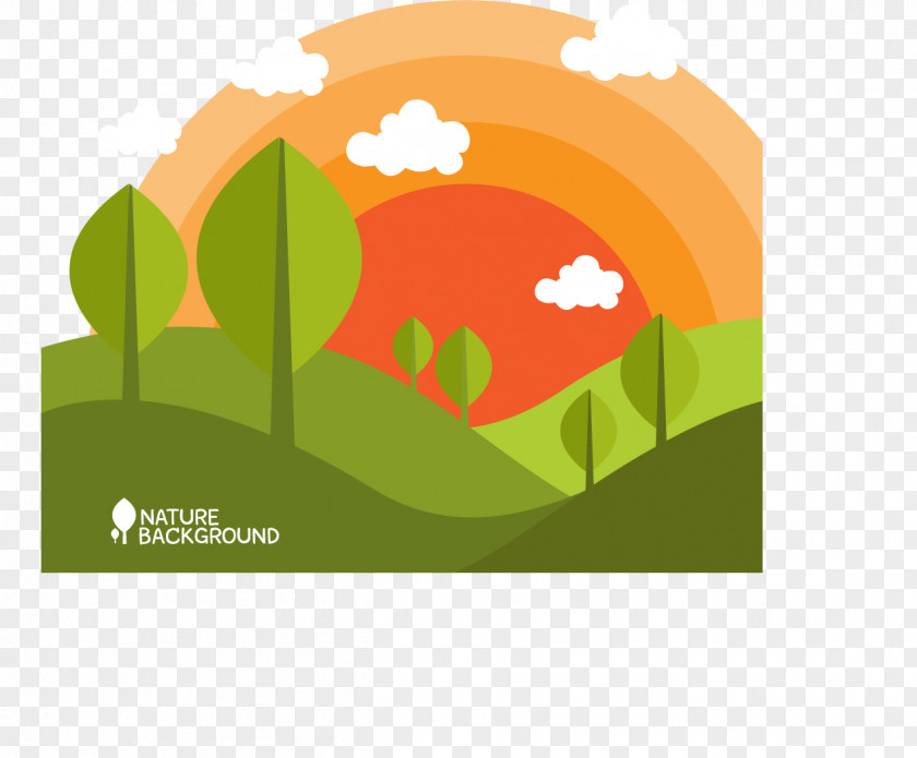 Morning Sunrise Cartoon Illustration PNG