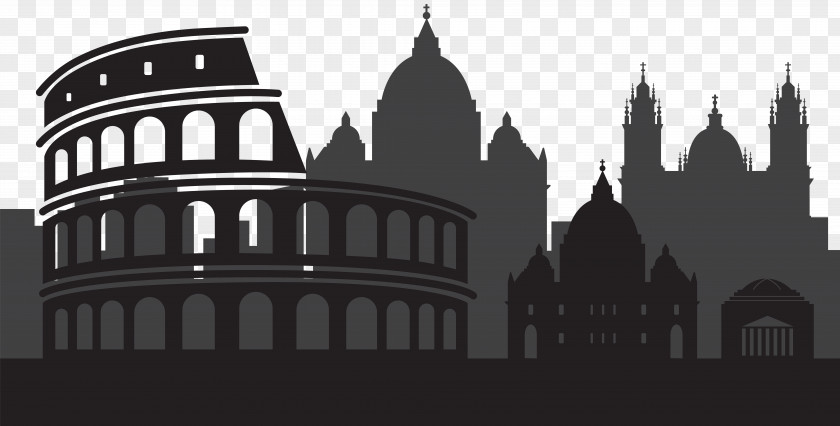 Rome Italy Silhouette Clip Art Black And White Facade Middle Ages Medieval Architecture Font PNG