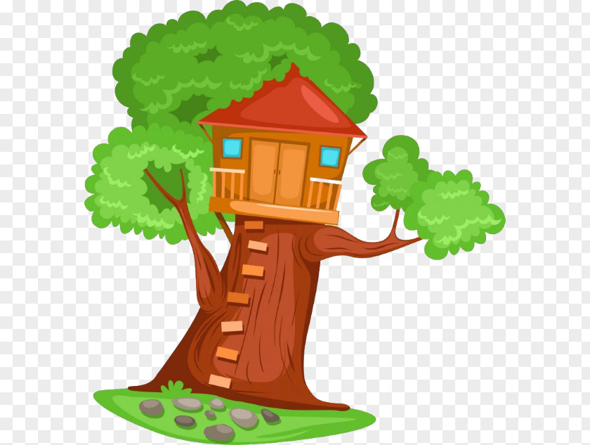 Responsive Cartoon Tree House Image Clip Art PNG