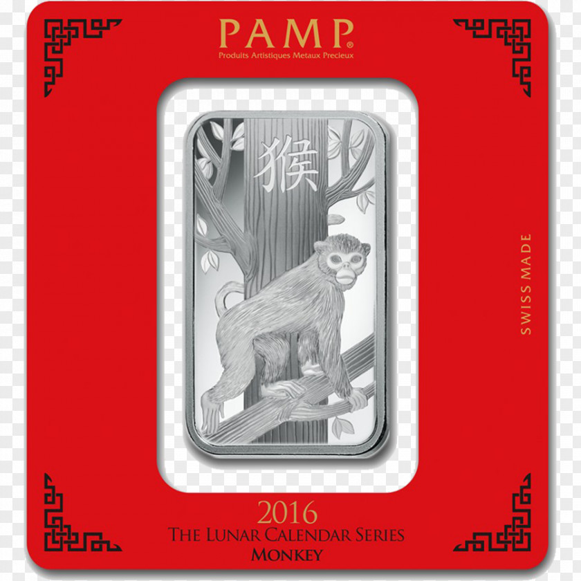 Silver Gold Bar PAMP Bullion Lunar Series PNG