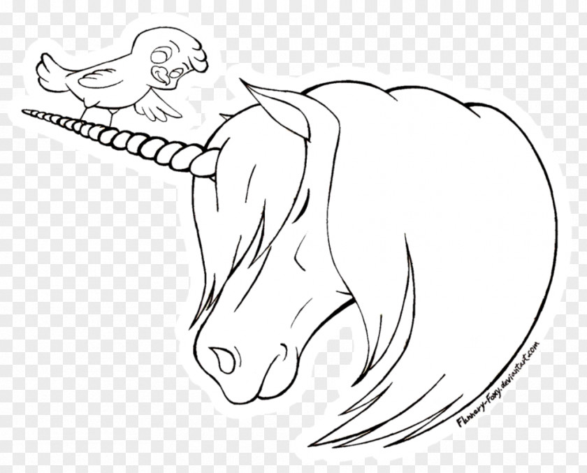 Unicorn Head Line Art Drawing Sketch PNG