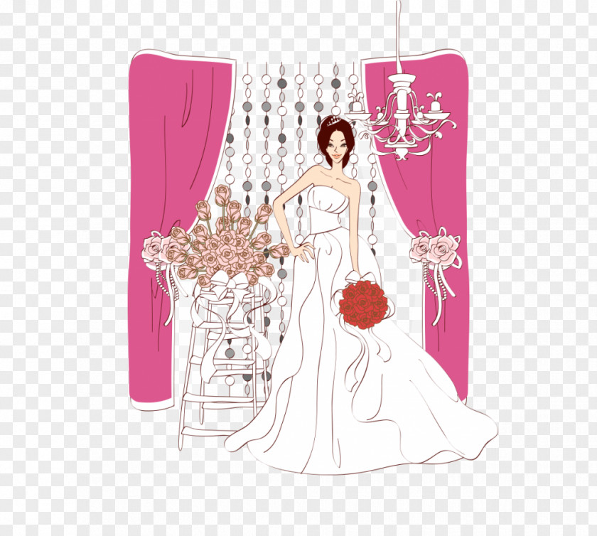 Summer Wedding Cartoon tree Vector Graphics Dress Bride PNG