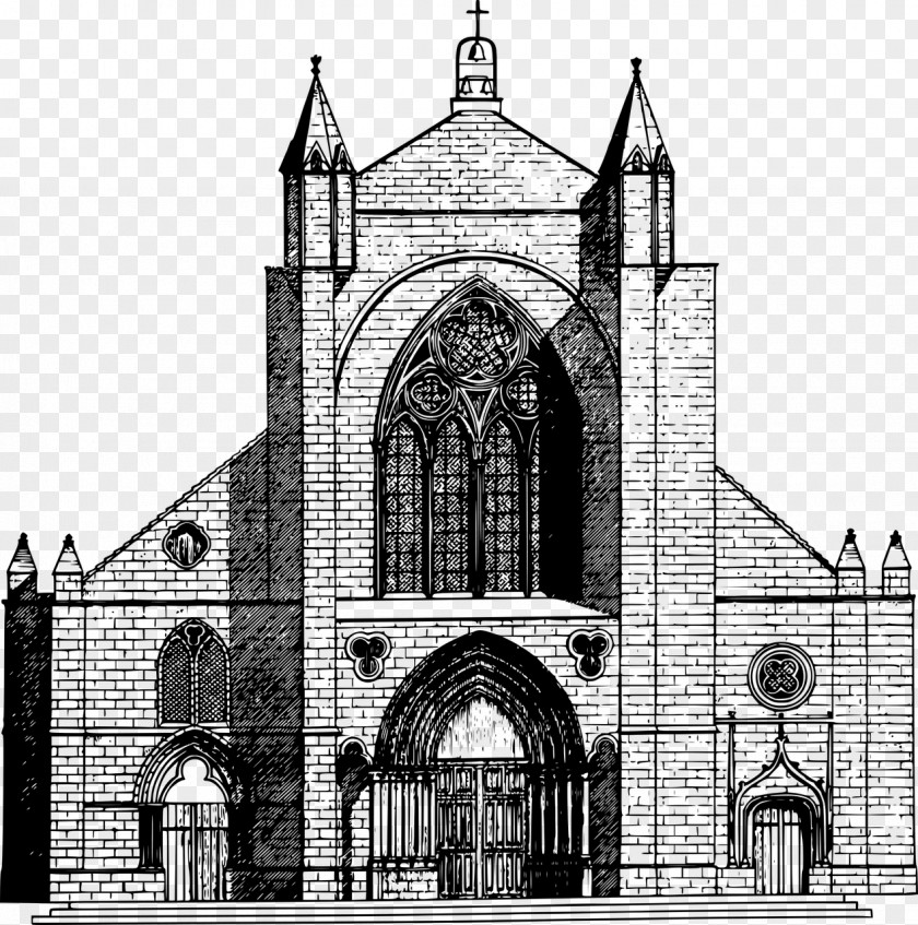 Church Black And White Architecture Building PNG