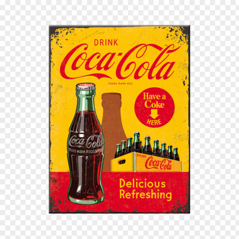 Coca Cola Coca-Cola Fizzy Drinks Bottle Tin Sign PNG