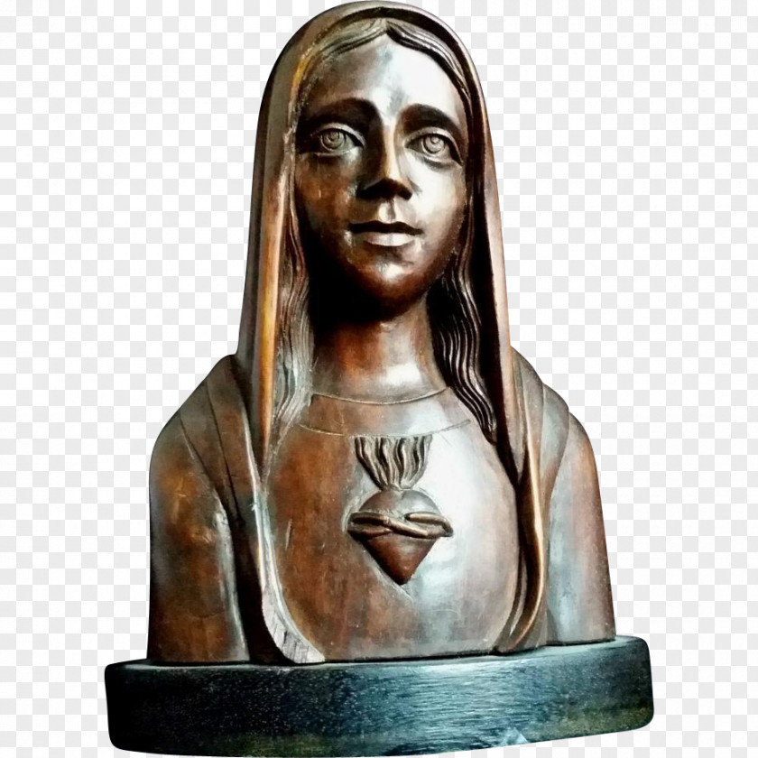 Immaculate Heart Of Mary Bronze Sculpture Classical Bust PNG
