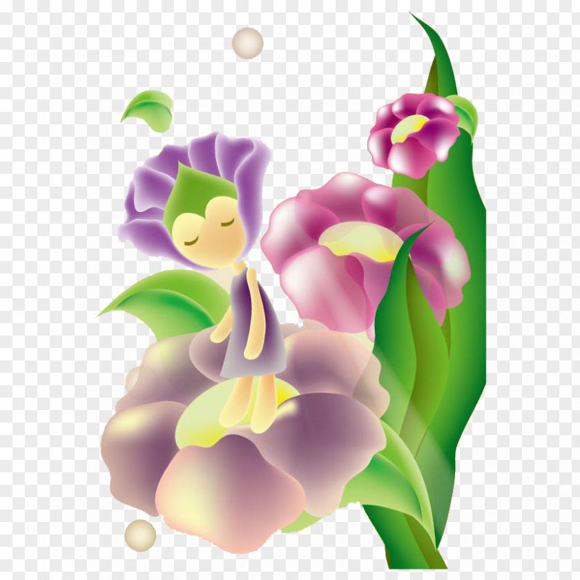 Cartoon Illustration, Little Fairy Floral Design Flower Fairies Illustration PNG