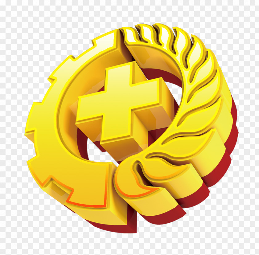 Golden Red Cross Badge Logo Icon PNG