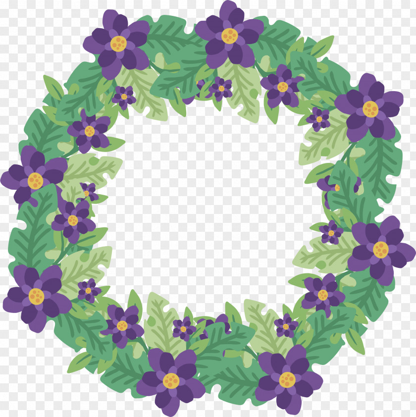 Decorative Wreath Flower Floral Design Vector Graphics Violet PNG