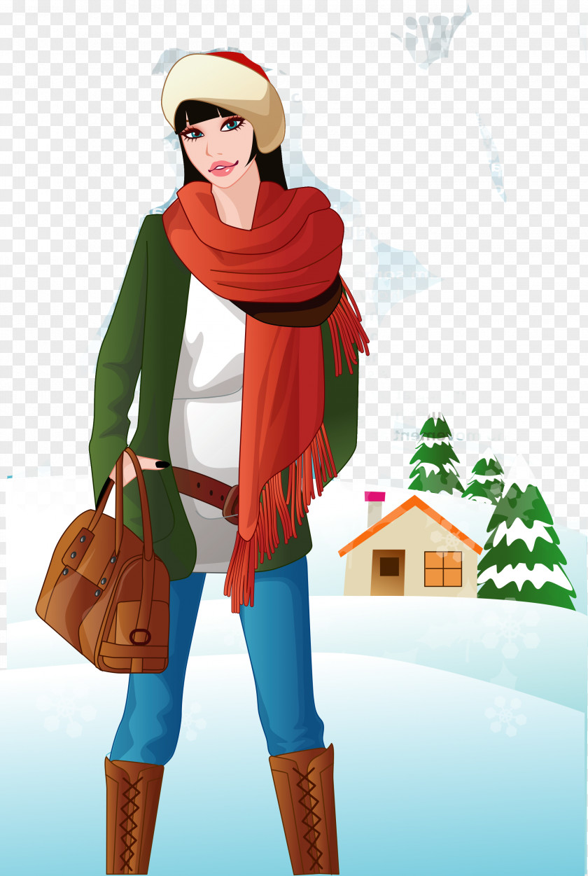 Snow Woman Vector Material Euclidean Female Winter PNG