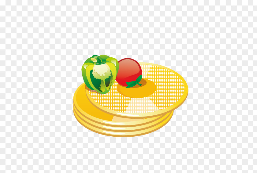 Tomatoes Placed On The Plate Bell Pepper Illustration PNG