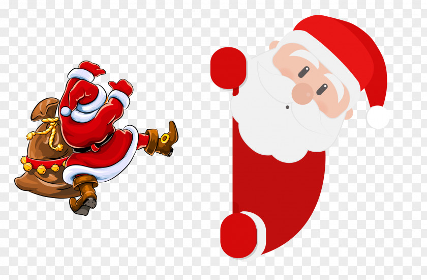 Two Santa Claus Rudolph Village Reindeer Gift PNG