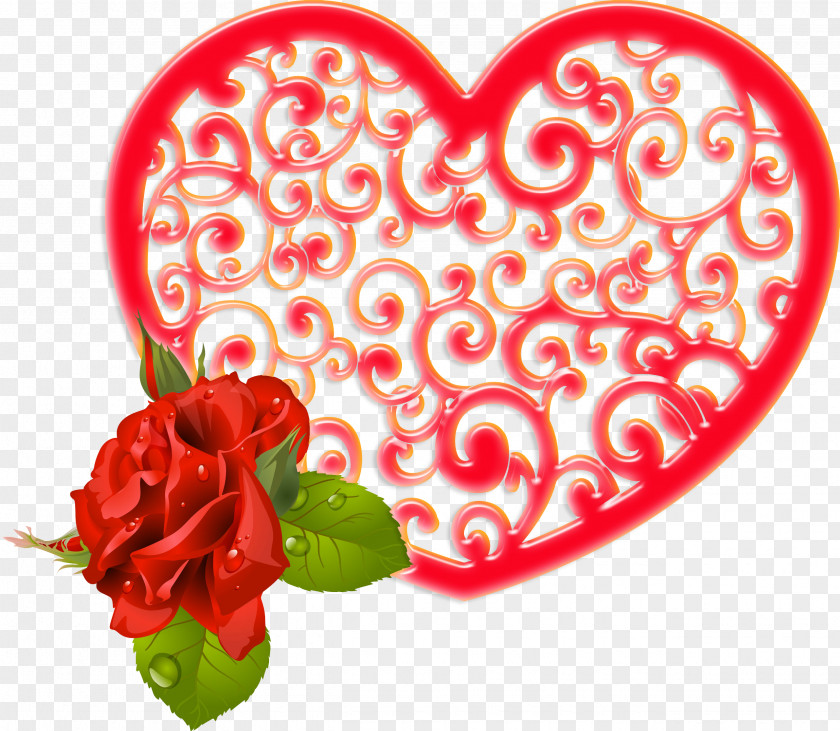 Valentine's Day Garden Roses Heart PNG