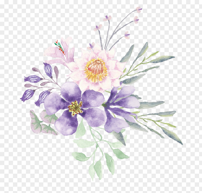 Columbine Delphinium Purple Watercolor Flower PNG