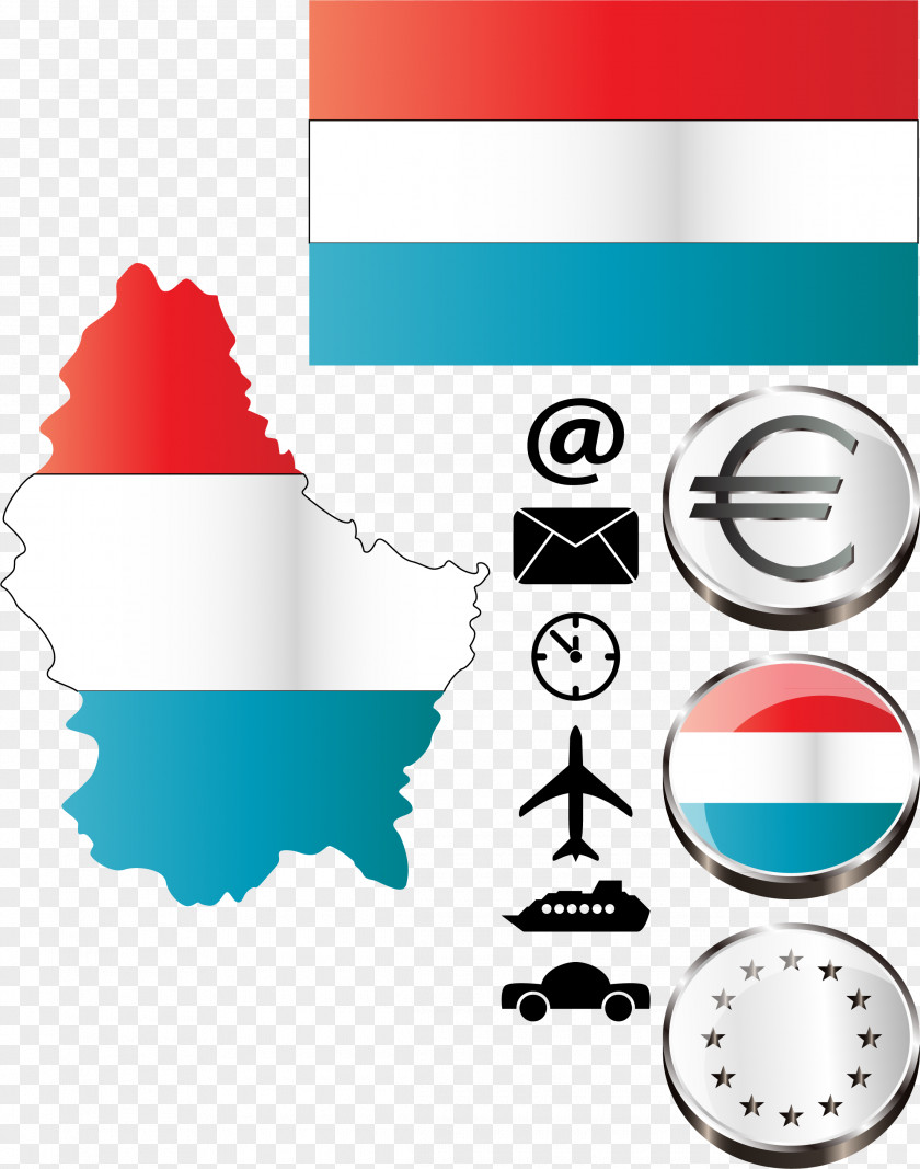 Luxembourg Flag Element Vector Map Clip Art PNG