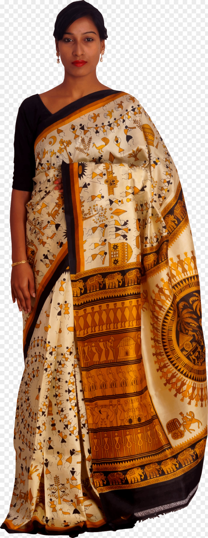 Saree Sari Silk Clothing Paithani Designer PNG