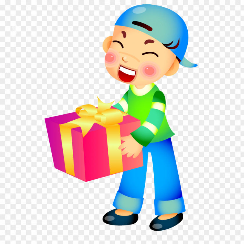 Very Happy To Receive Gifts Child Cartoon Illustration PNG