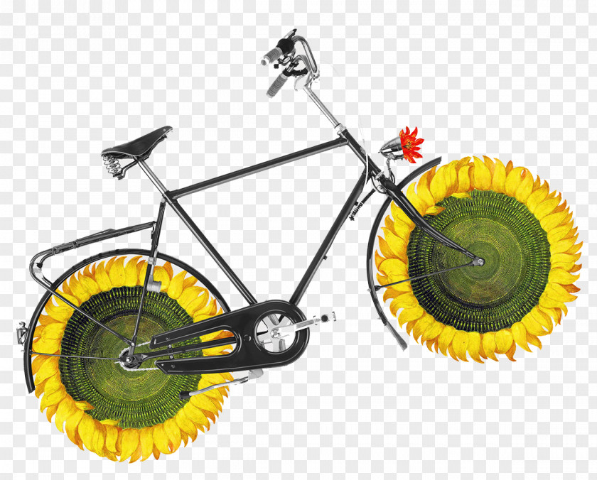 Creative Bike Bicycle Wheel Art Collage Illustration PNG