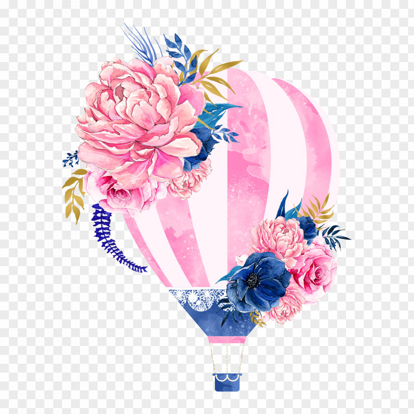 Hot Air Balloon Flowers Flower Clip Art PNG