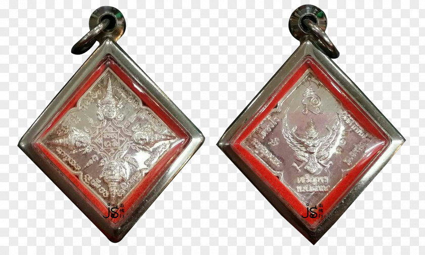 Luang Pu Thuat Locket Earring Rectangle PNG