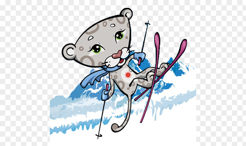 Snow Leopard Skid Cartoon Style Almaty Astana 2011 Asian Winter Games PNG