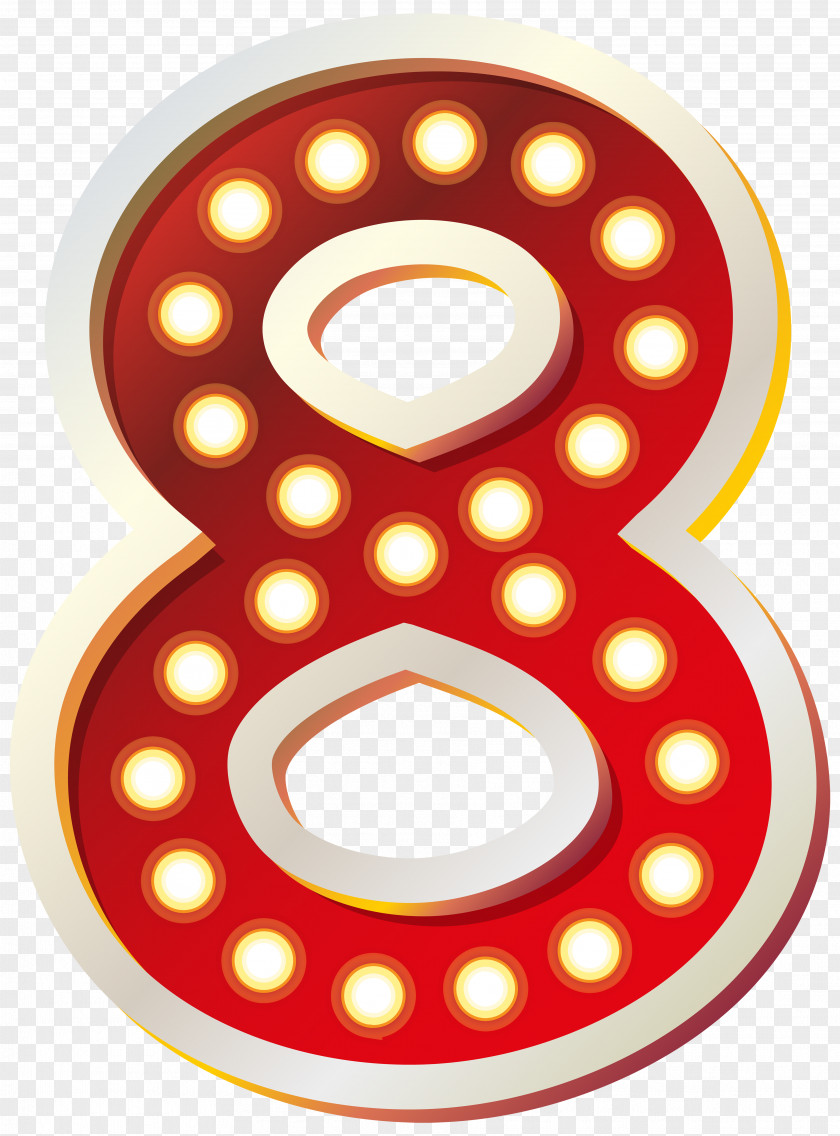 Red Number Eight With Lights Clip Art Image Download PNG