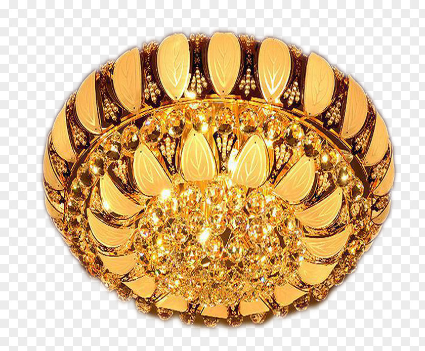 Gold Round Crystal Lamp In Kind Promotion PNG