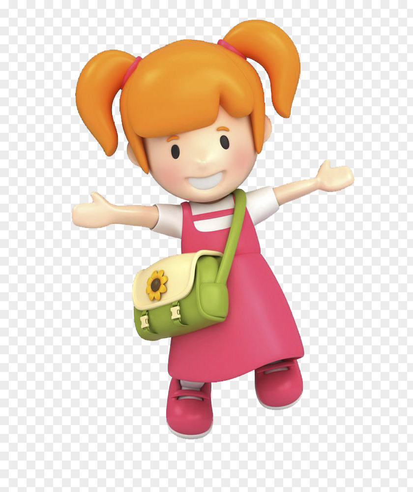Happiness Girl PNG , The little girl with his arms backpack clipart PNG