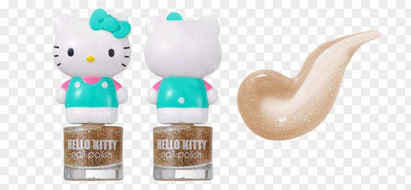 Hello Kitty Gold Nail Polish Cat PNG