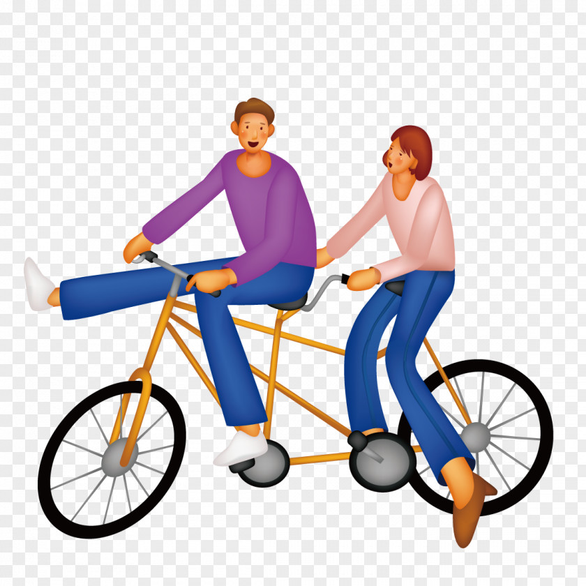 Couple Riding A Tandem Bicycle Adobe Illustrator Cycling PNG