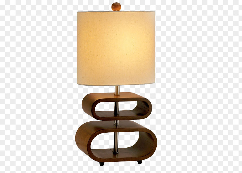 Cylindrical Wooden Table Lamp Light Fixture Lighting Lantern PNG