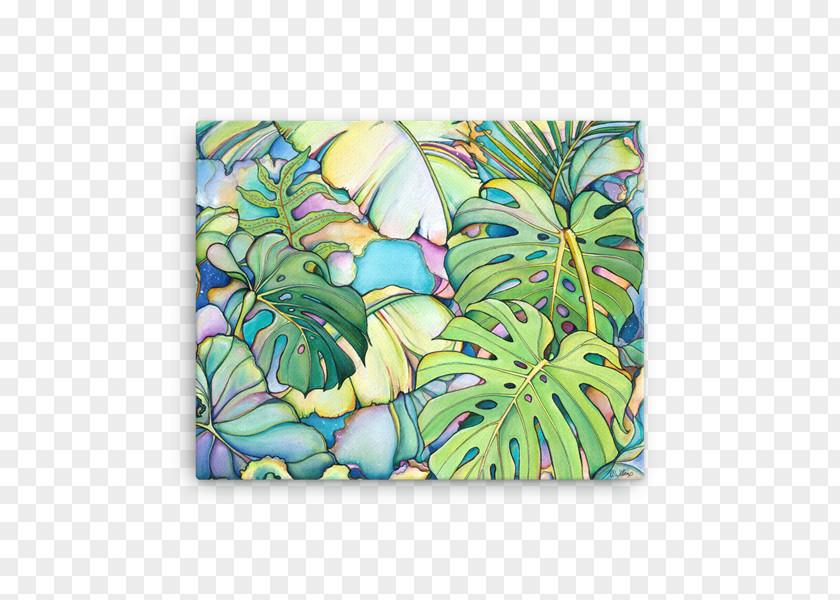 Hand Painted Banana Leaves Hawaiian Art Watercolor Painting PNG