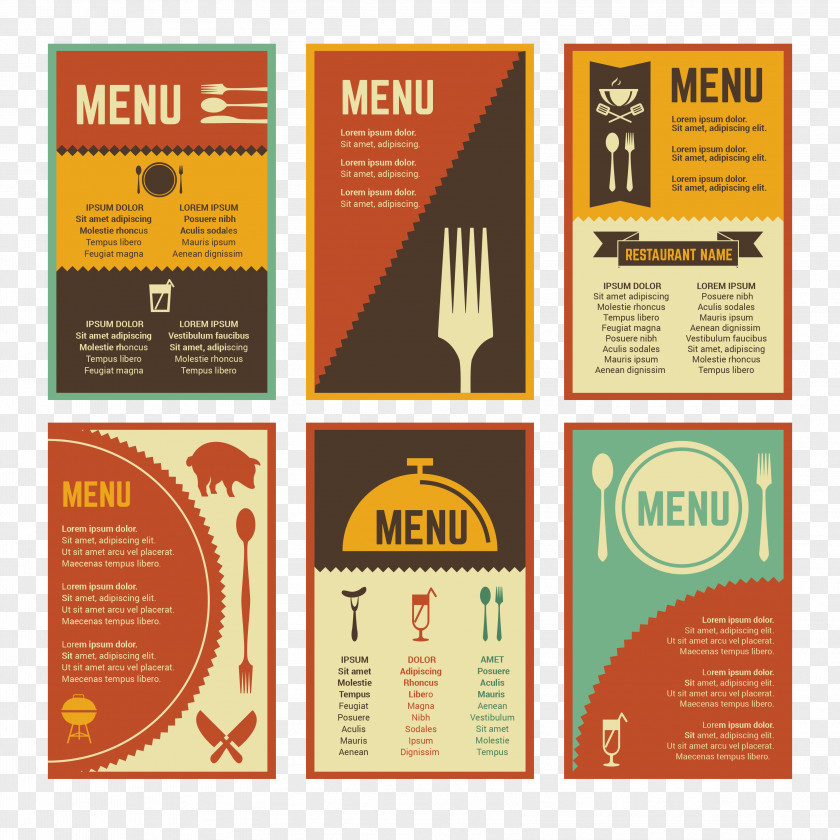 Vintage Menu Design Vector Material Restaurant Graphic PNG