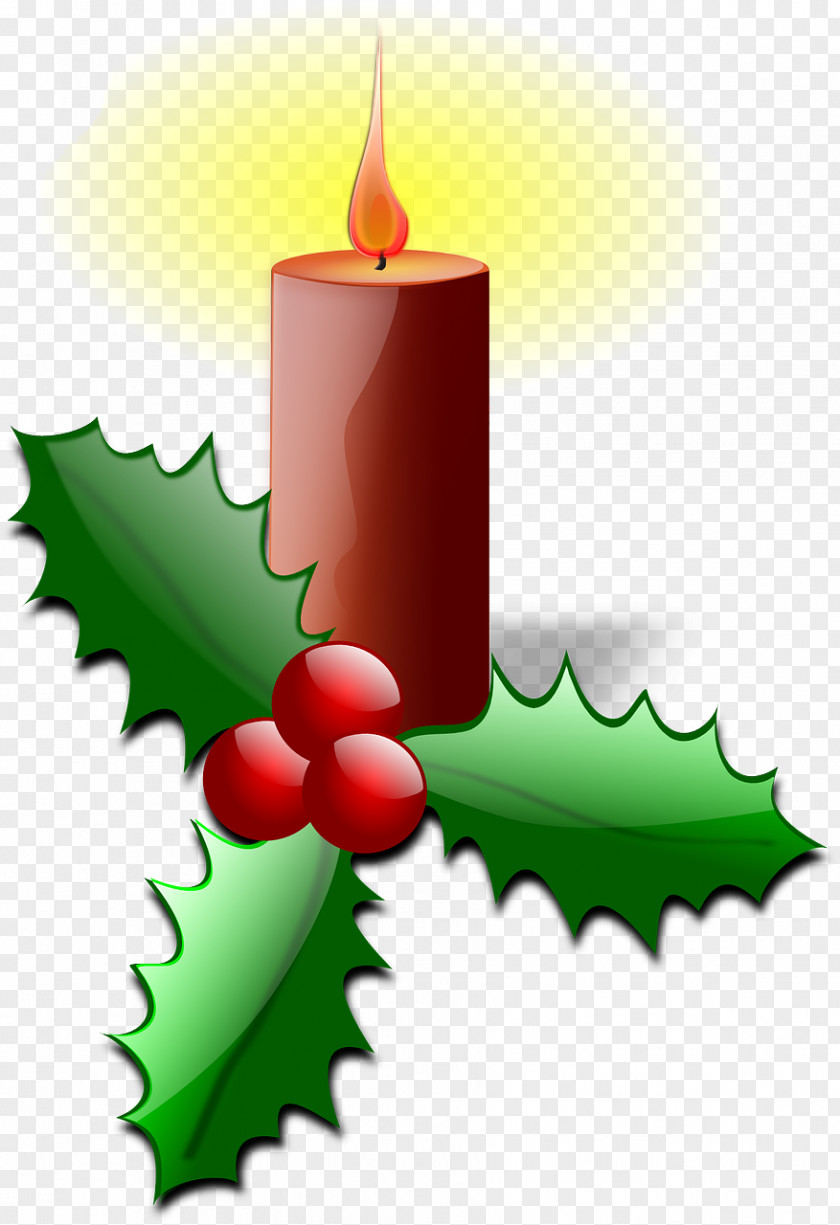 Burning Candles Common Holly Christmas Clip Art PNG