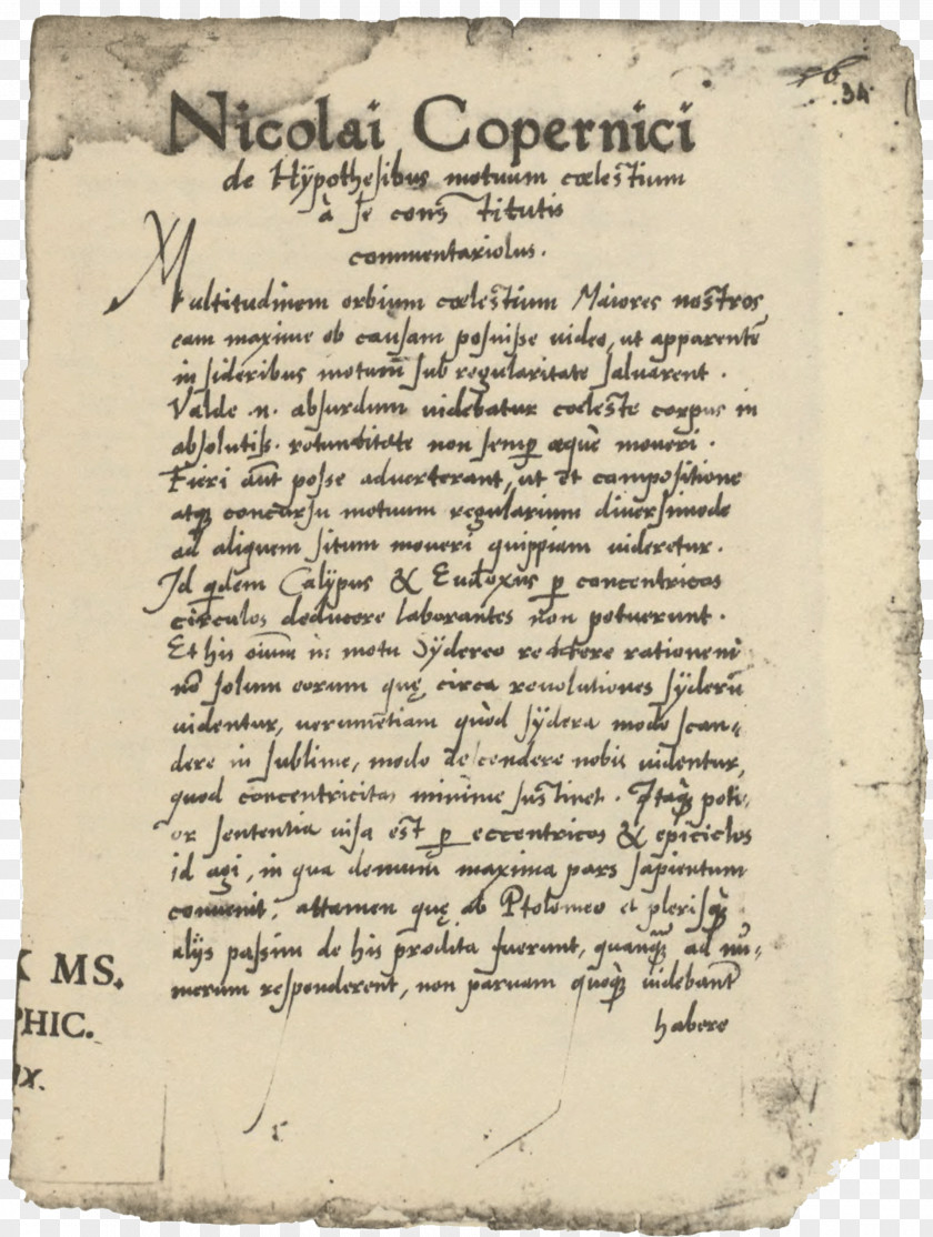 Science Commentariolus De Revolutionibus Orbium Coelestium Astronomy Astronomer PNG