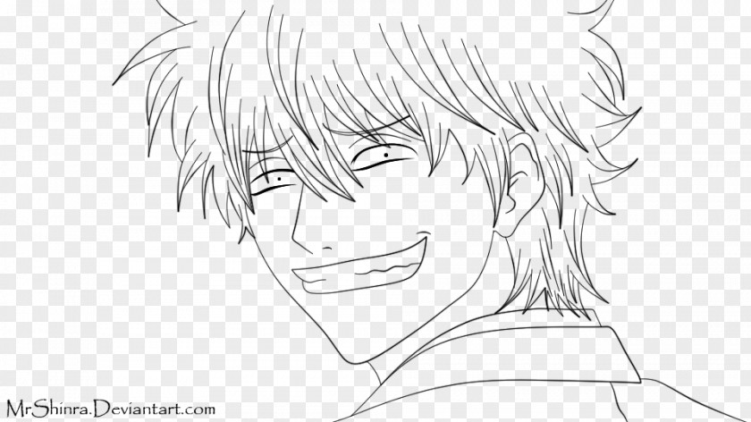 Gintoki Human Hair Color Line Art Forehead Sketch PNG