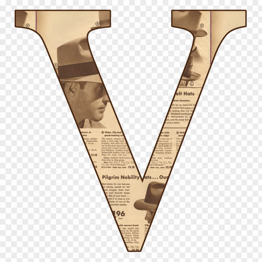 Individual Alphabet Letter Newspaper V Font PNG